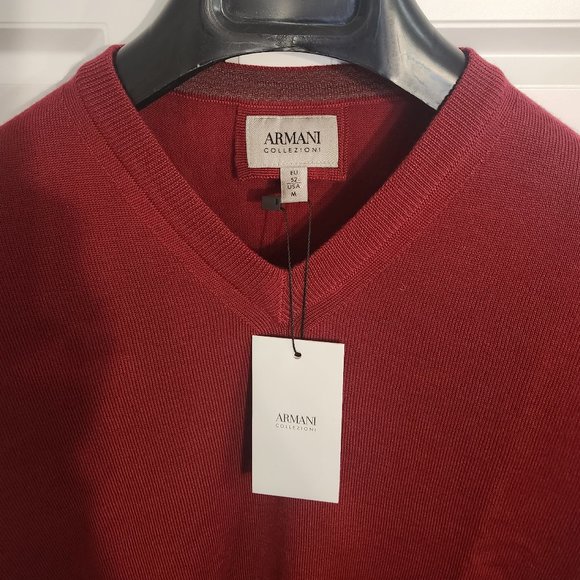 Armani Collezioni Pure Virgin Lana Wool V-Neck Jumper - Picture 2 of 9